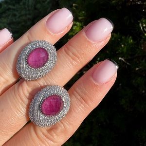 Judith Ripka Sterling Silver 925 CZ Clip on Earrings